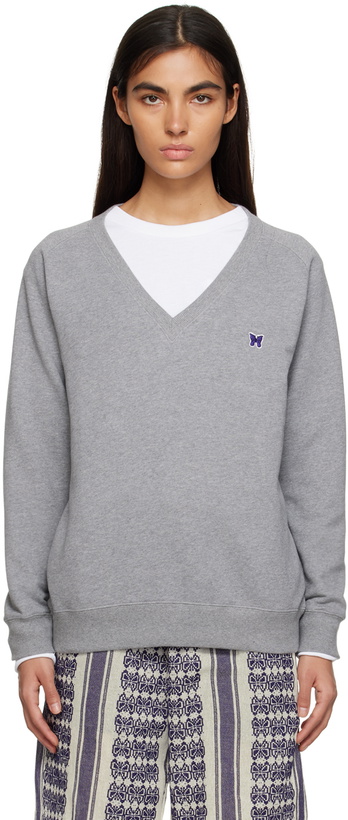 Photo: NEEDLES Gray V-Neck Sweater