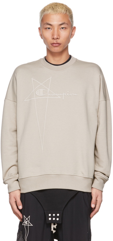 Photo: Rick Owens Beige Champion Edition Pullover Sweatshirt