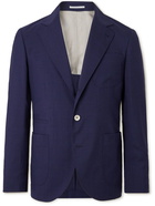 Brunello Cucinelli - Unstructured Prince of Wales Checked Wool and Silk-Blend Blazer - Blue