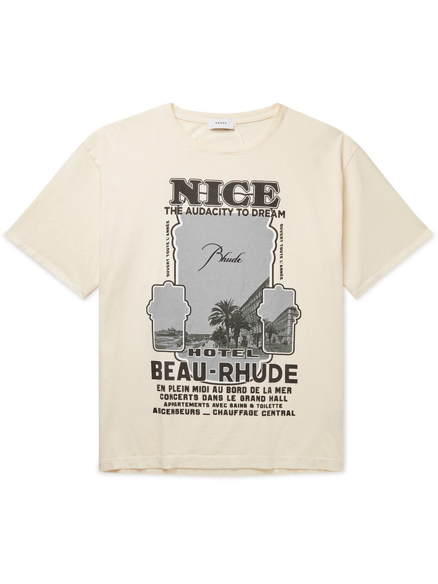 Photo: RHUDE - Nice Cotton-Jersey T-Shirt - Neutrals