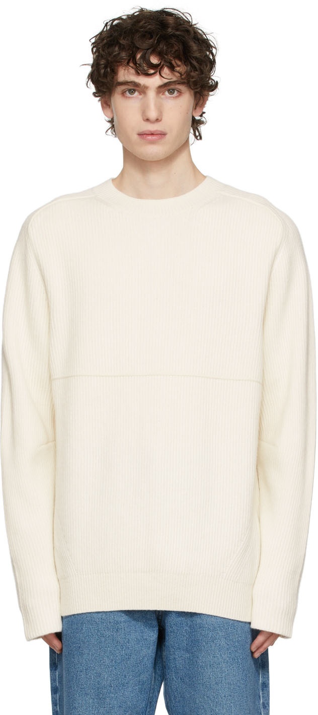 Tom Wood Off-White Wool Round Neck Knit Sweater Tom Wood
