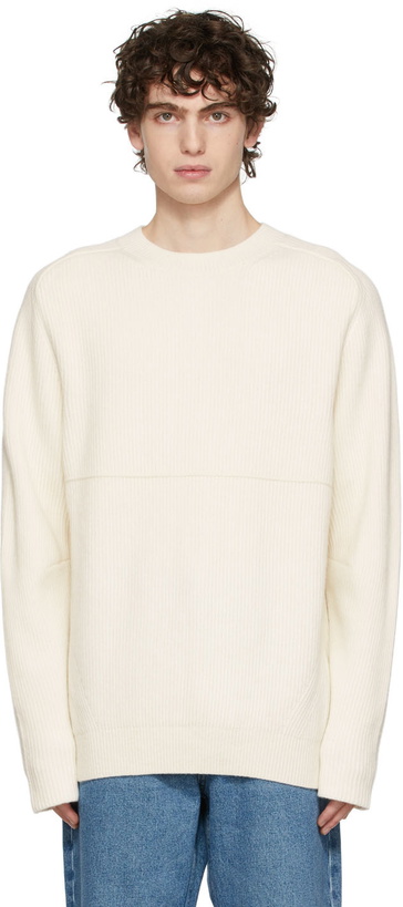 Photo: Tom Wood Off-White Wool Round Neck Knit Sweater