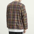 Needles Men's Embroidered Madras Plaid Cardigan in Brown