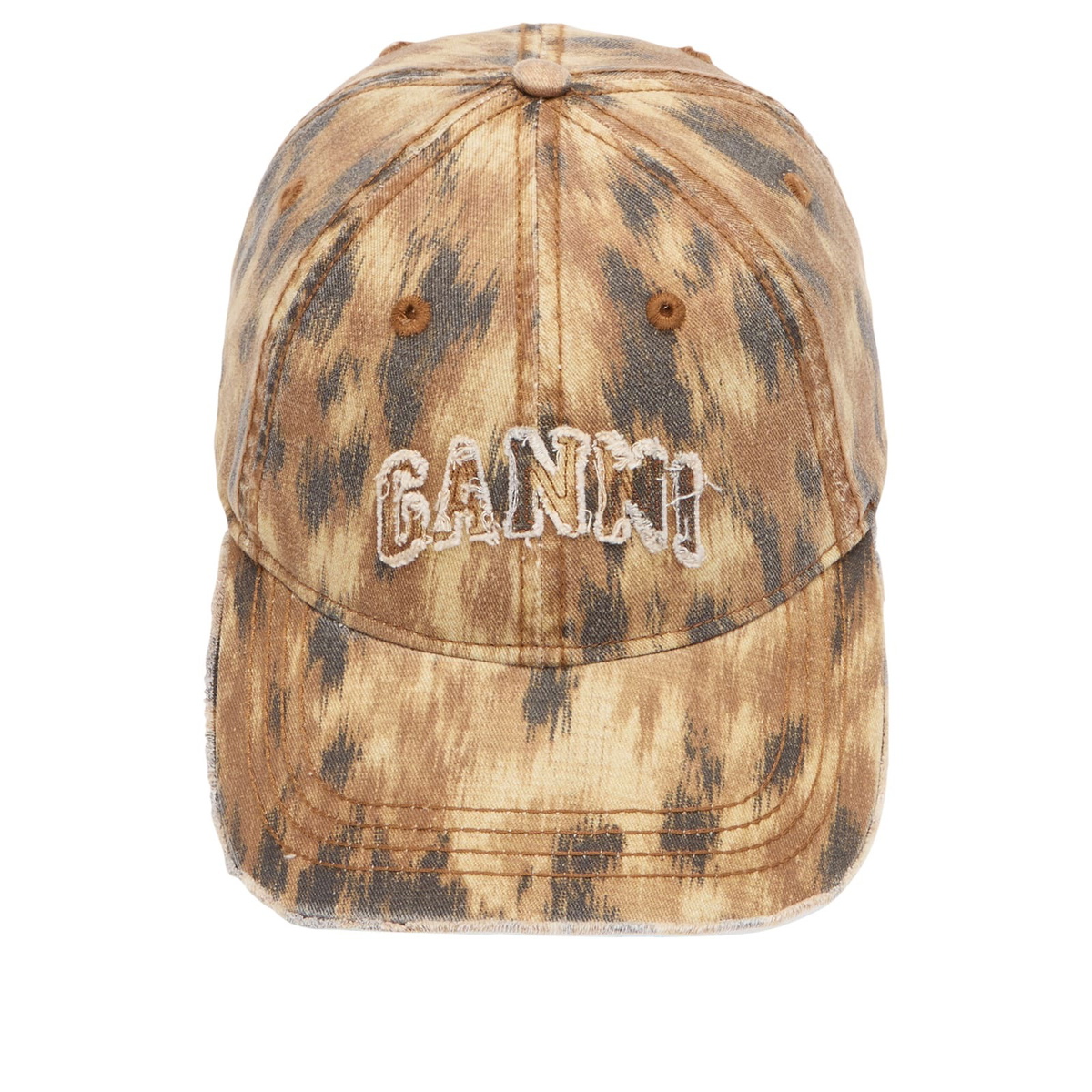 GANNI Women's Washed Cotton Print Canvas Cap in Argan Oil 