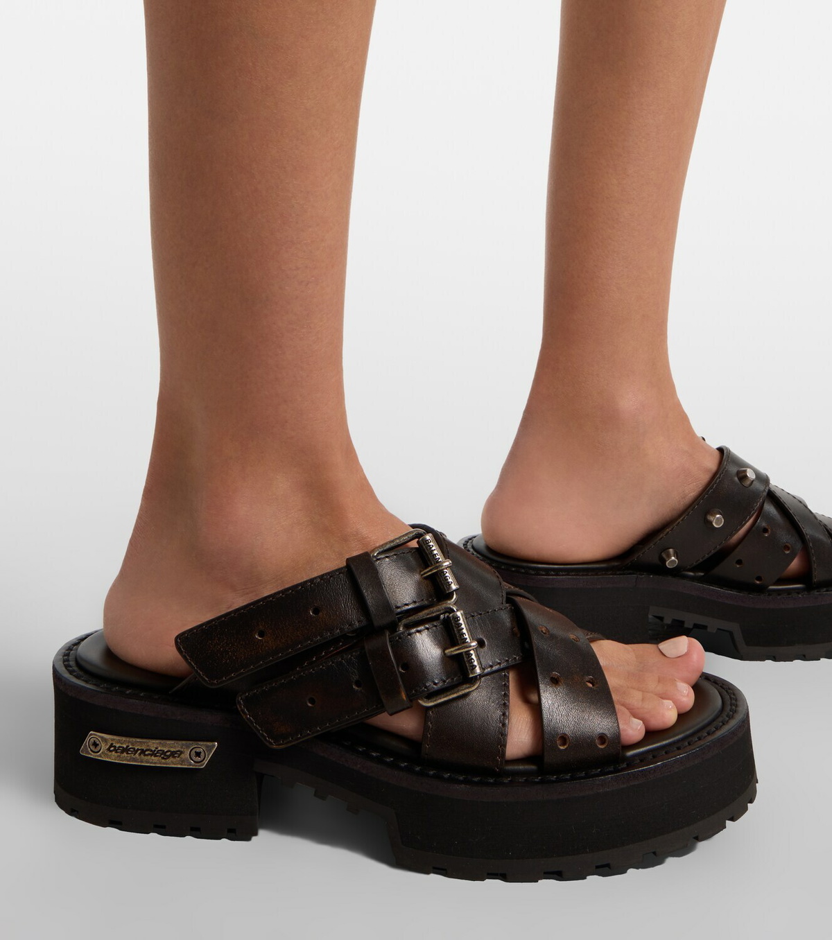 Balenciaga Venom leather platform mules
