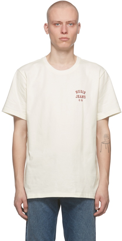 Photo: Nudie Jeans Off-White Roy Logo T-Shirt