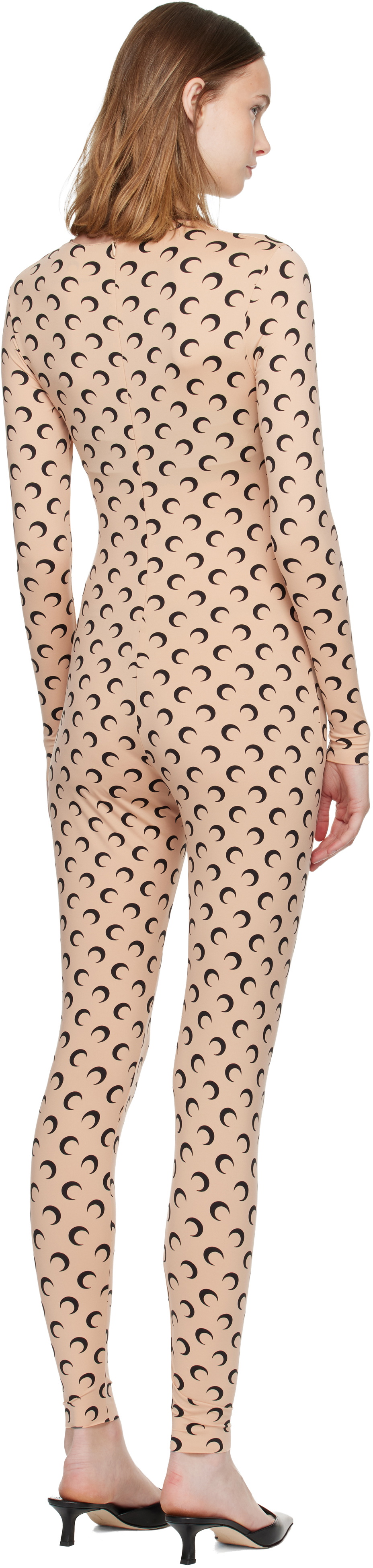 Marine Serre Tan Recycled Jersey Moon Catsuit