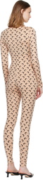 Marine Serre Tan Recycled Jersey Moon Catsuit