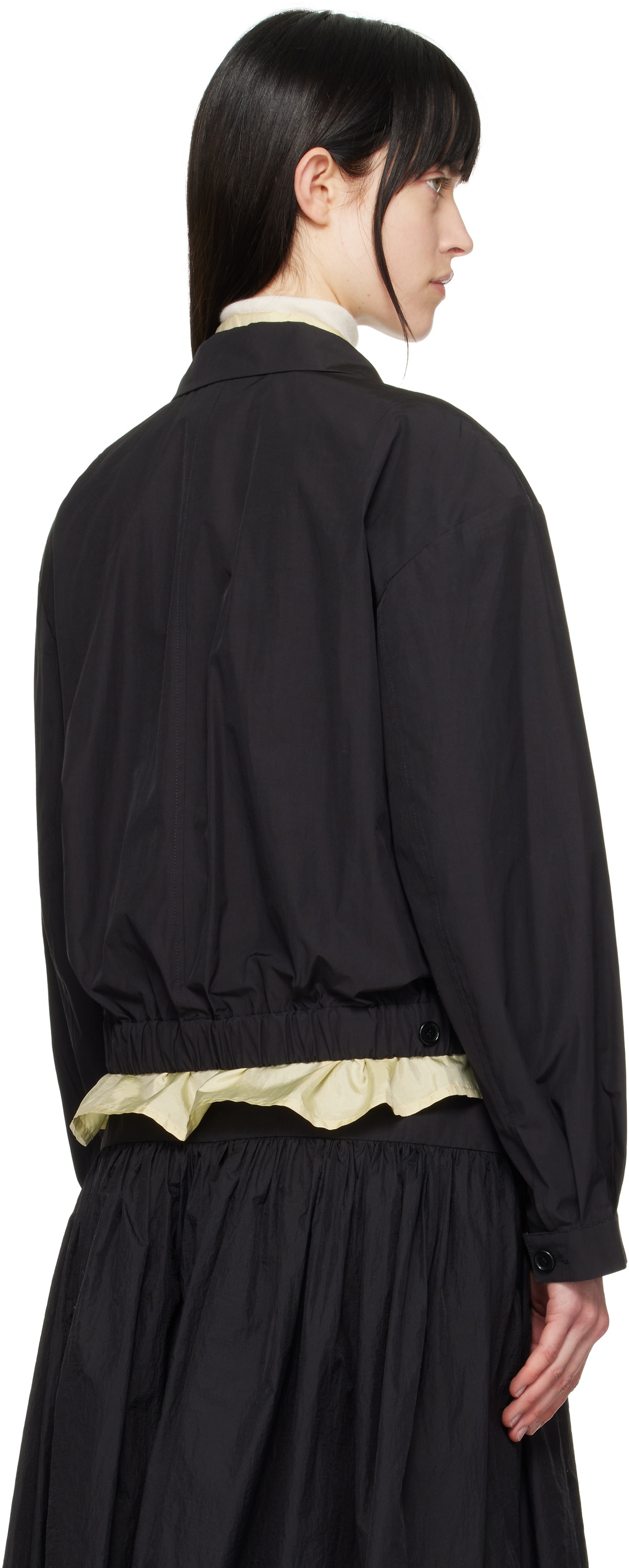 AMOMENTO Black Cropped Zip-Up Jacket