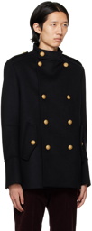 Balmain Black Officer Coat
