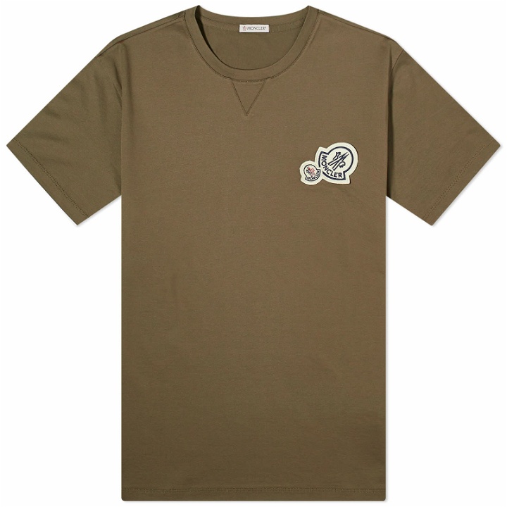 Photo: Moncler Men's Double Logo T-Shirt in Green