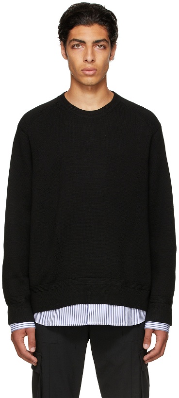Photo: Juun.J Black Knit Patched Sweater