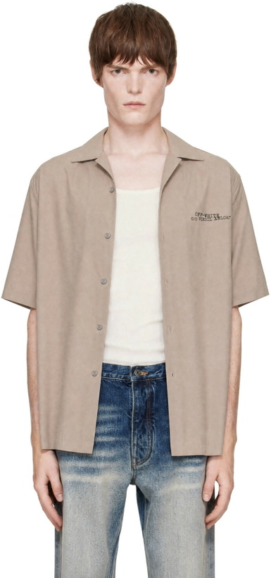 Photo: Off-White Taupe Type Arrow Poplin Bowling Shirt