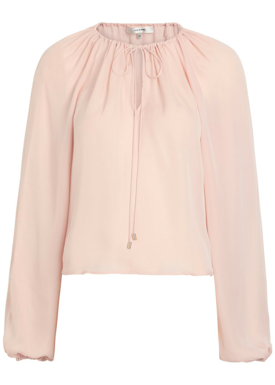 Frame The Balloon Silk Blouse Pink