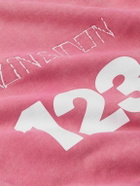 RRR123 - USO-123 Logo-Print Embroidered Cotton-Jersey Hoodie - Pink