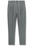 Brunello Cucinelli - Tapered Pleated Virgin Wool-Flannel Trousers - Gray
