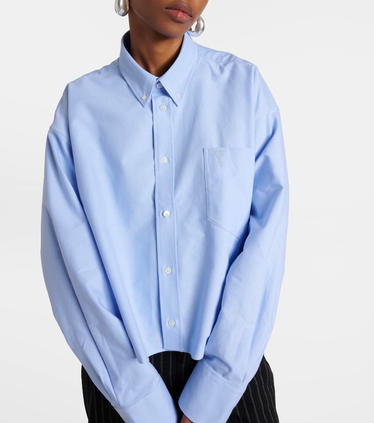 Ami Paris Ami de Cœur cropped cotton shirt