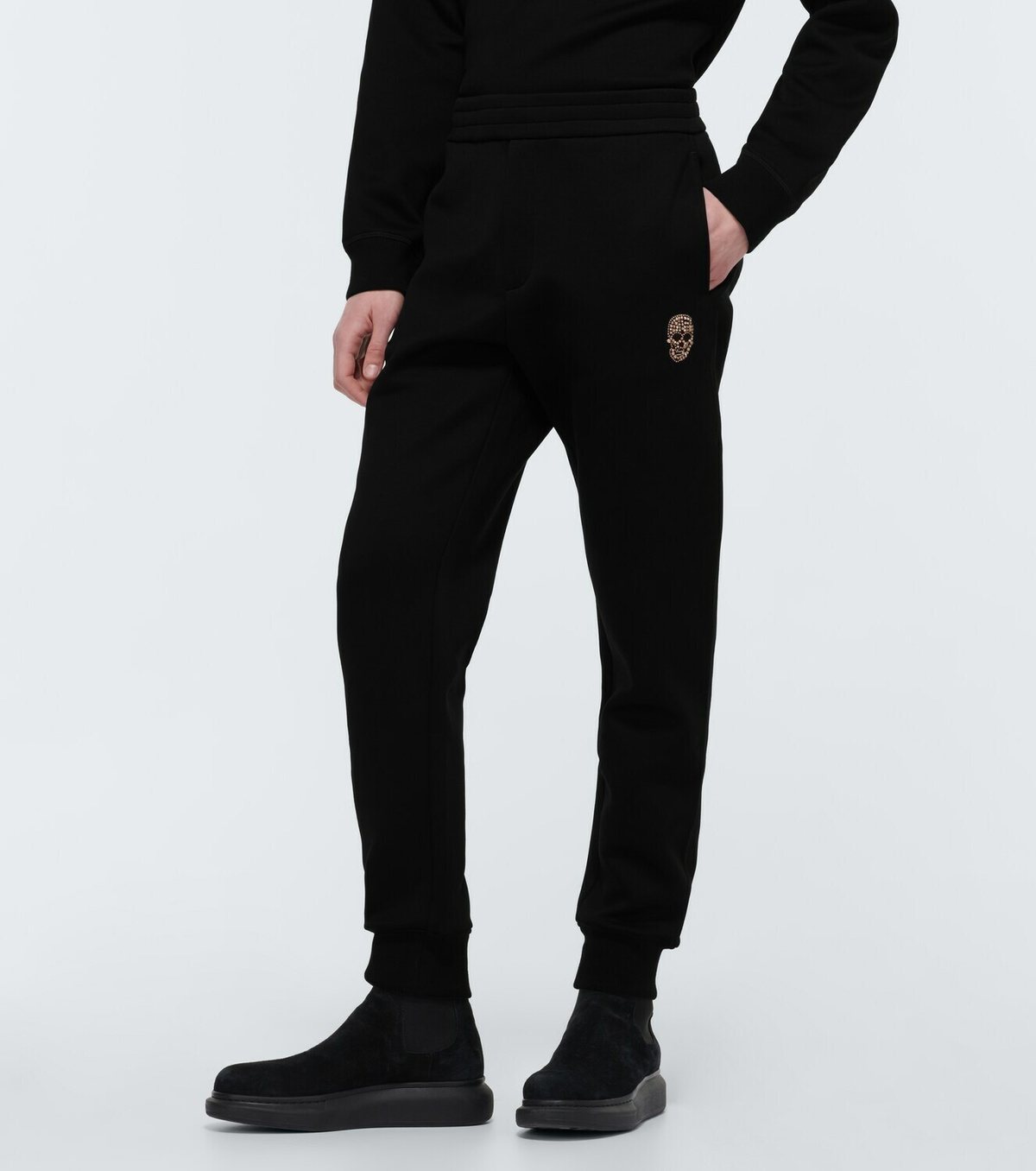 Alexander McQueen Crystal skull cotton sweatpants