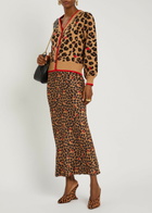 Never Fully Dressed Dorris Cherry and Leopard-print Satin Slip Skirt