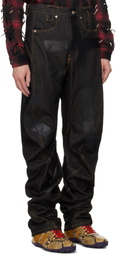 Juntae Kim Black Twisted Tape Jeans