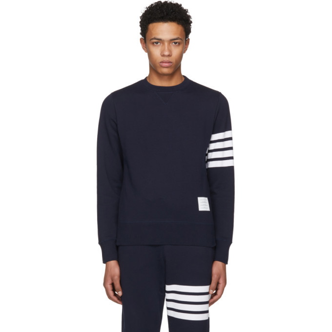 Photo: Thom Browne Navy Classic Four Bar Sweatshirt