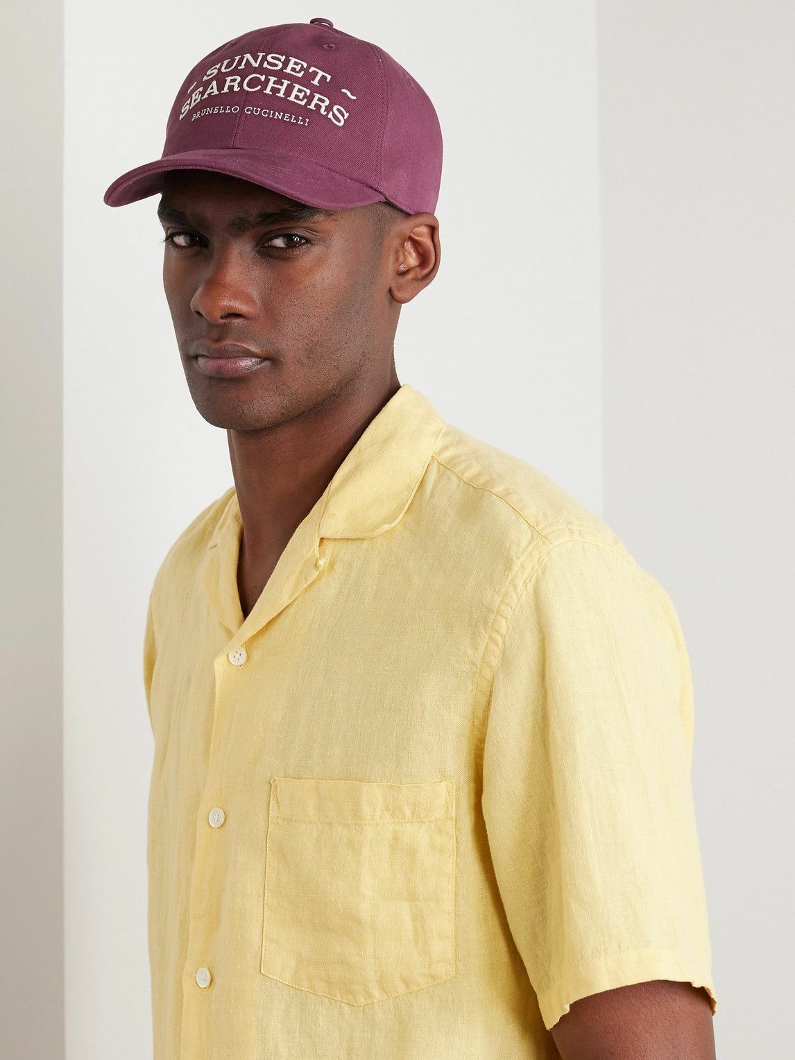 Brunello Cucinelli - Logo-Embroidered Leather-Trimmed Cotton-Twill 