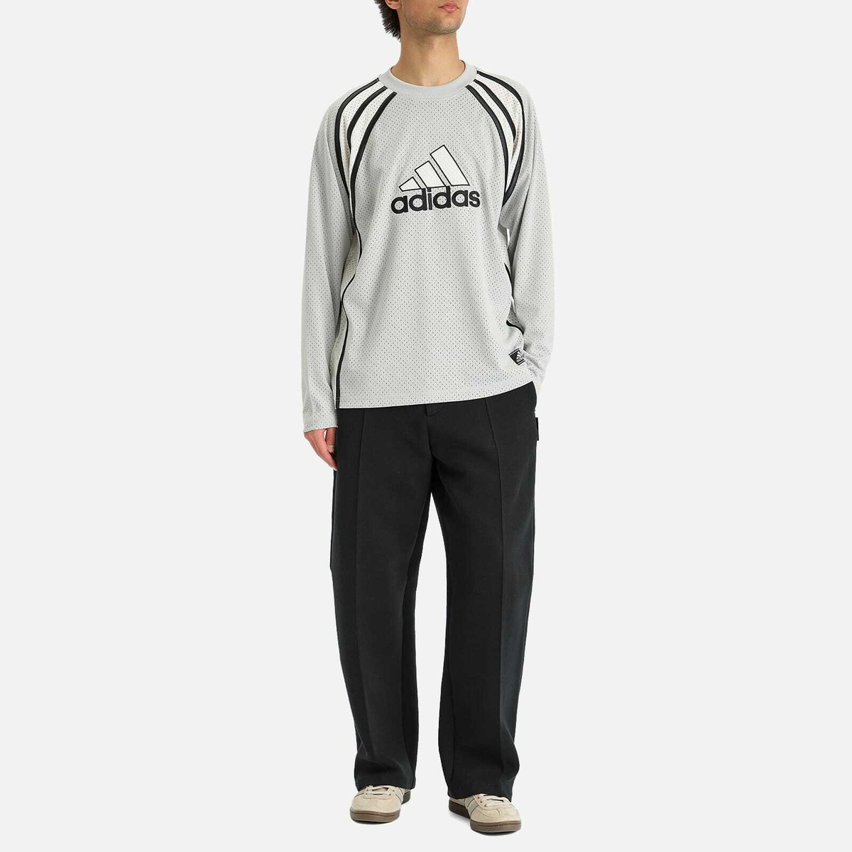 Adidas Men's Warm-Up Long-Sleeve Top in Grey Two adidas