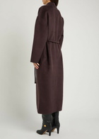 Anine Bing Hunter Belted Wool and Cashmere-blend Coat Dark Brown