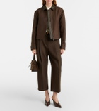 Vince Cropped leather-trimmed cotton twill jacket