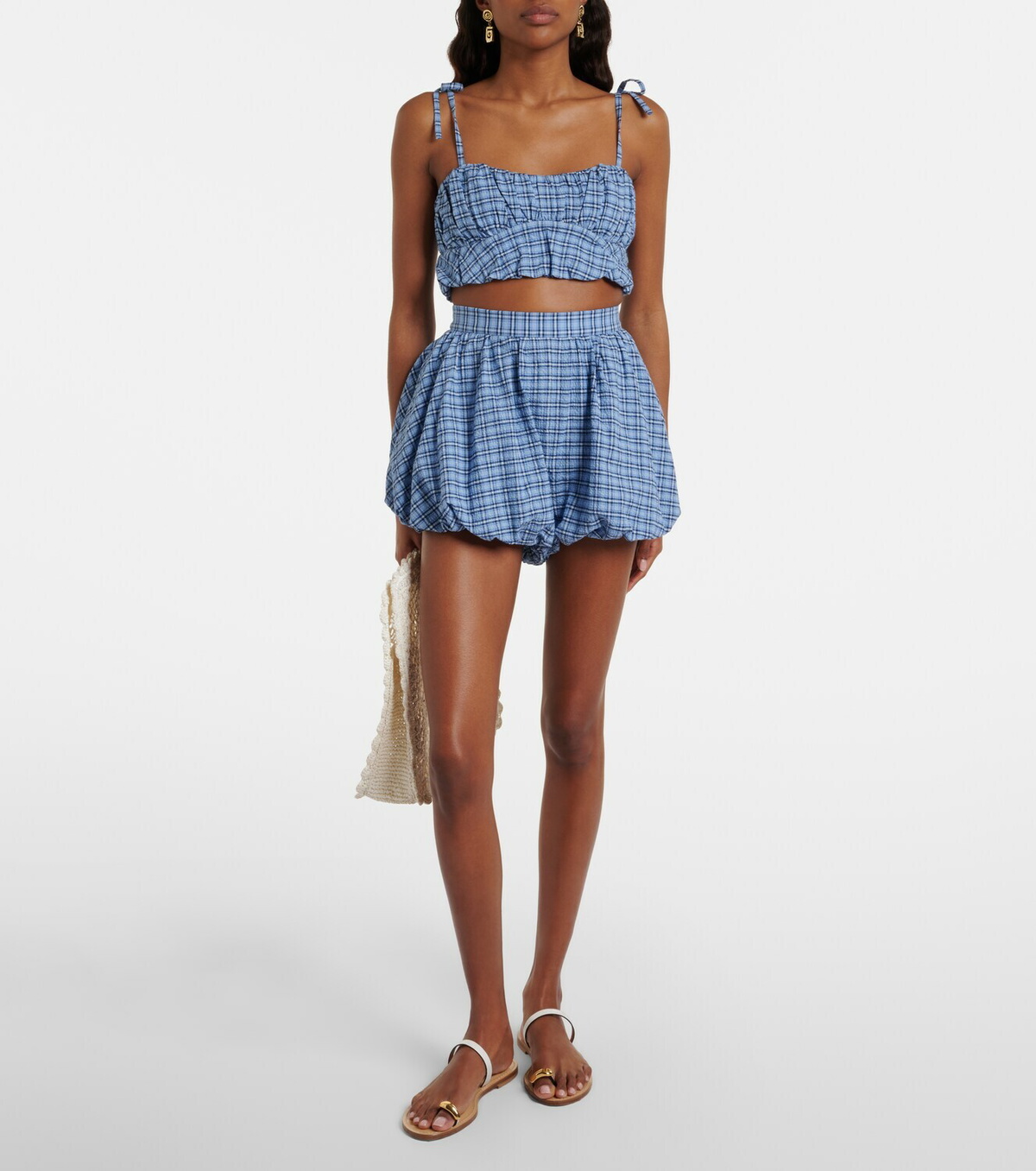 Faithfull Mira checked cotton shorts