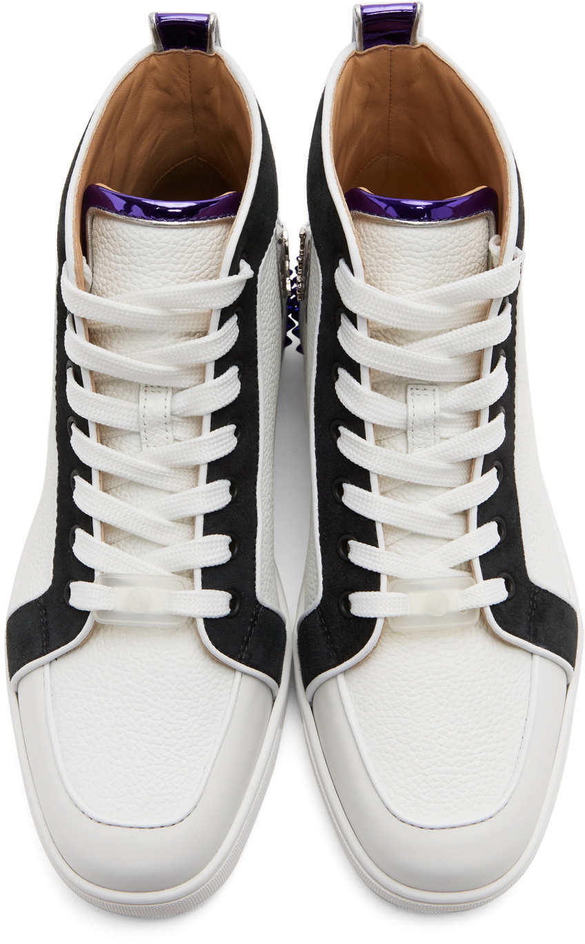 Christian Louboutin Black/White Leather Rantus High Top Sneakers