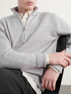 Inis Meáin - Wool and Linen-Blend Half-Zip Sweater - Gray