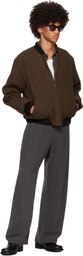 Small Talk Studio Brown Wool Fleece Reversible Bomber Jacket