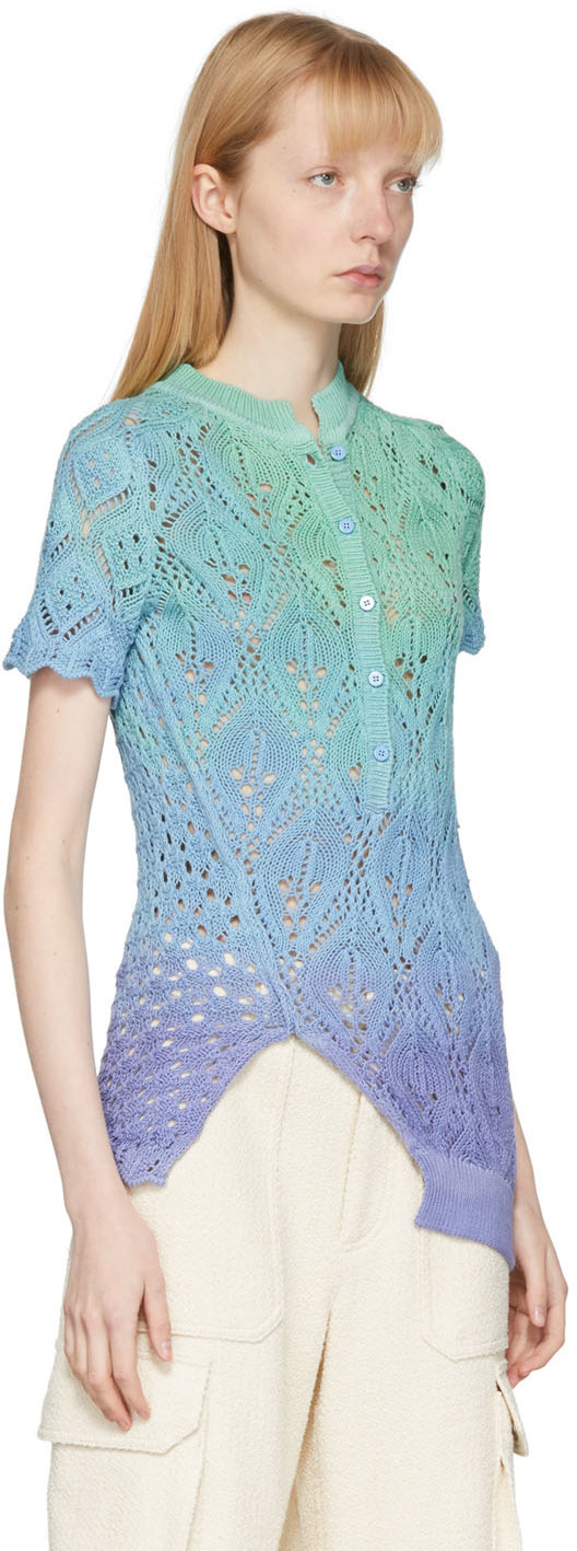 The Attico Blue & Green Crochet T-Shirt
