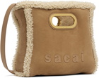 sacai Beige Shearling Small Shopper Bag