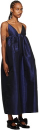 GANNI Blue Shiny Maxi Dress