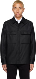 ZEGNA Black Spread Collar Shirt