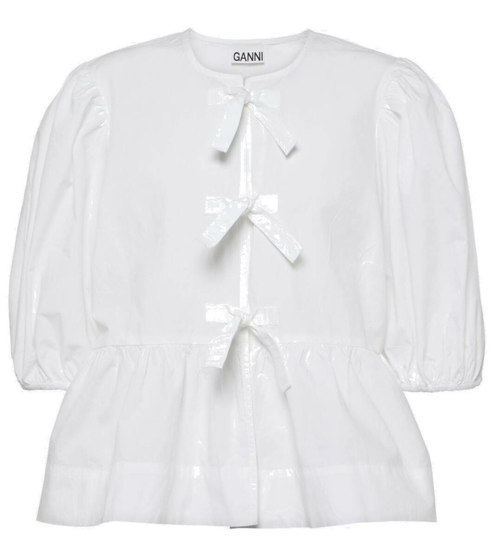 Photo: Ganni Bow-detail cotton poplin blouse