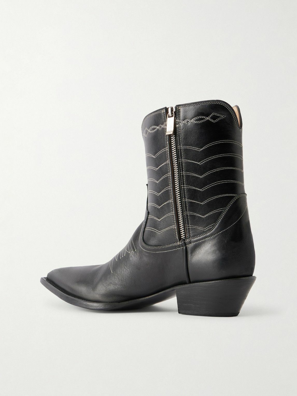Enfants Riches Déprimés - Split Ends Embroidered Leather Ankle Boots - Black