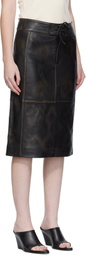 Christopher Esber Black Burnished Eddie Leather Midi Skirt