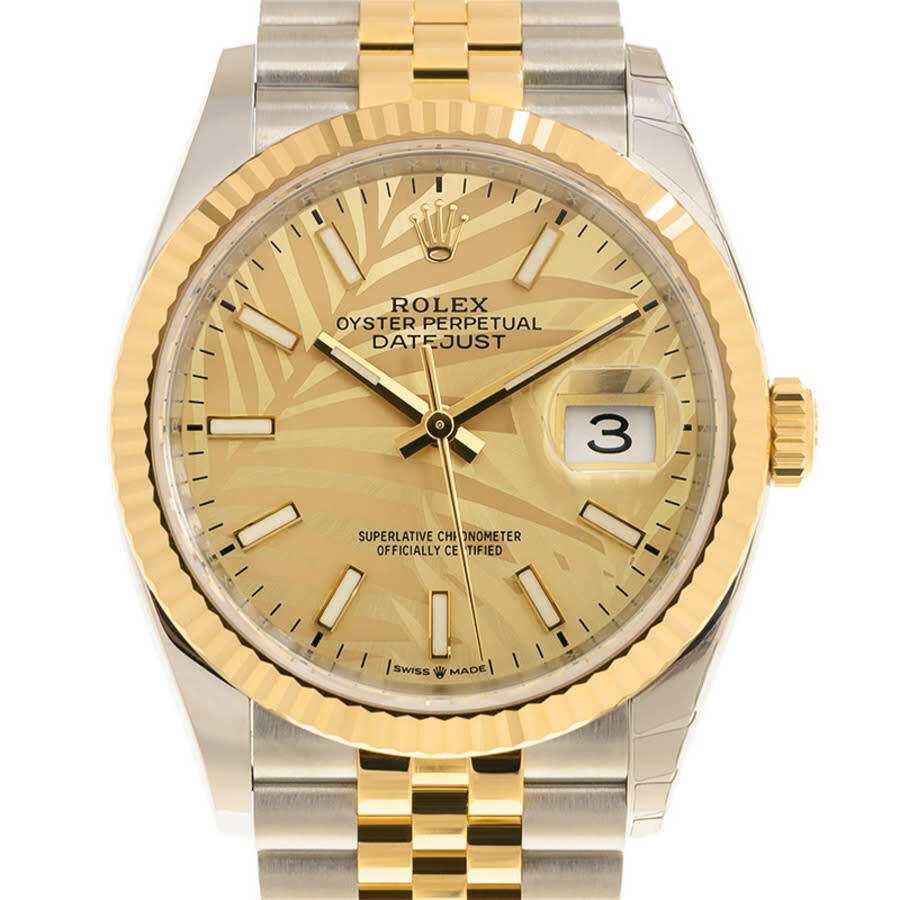 Rolex Datejust 36 Automatic Champagne Palm Dial Watch 126233CSPLMJ