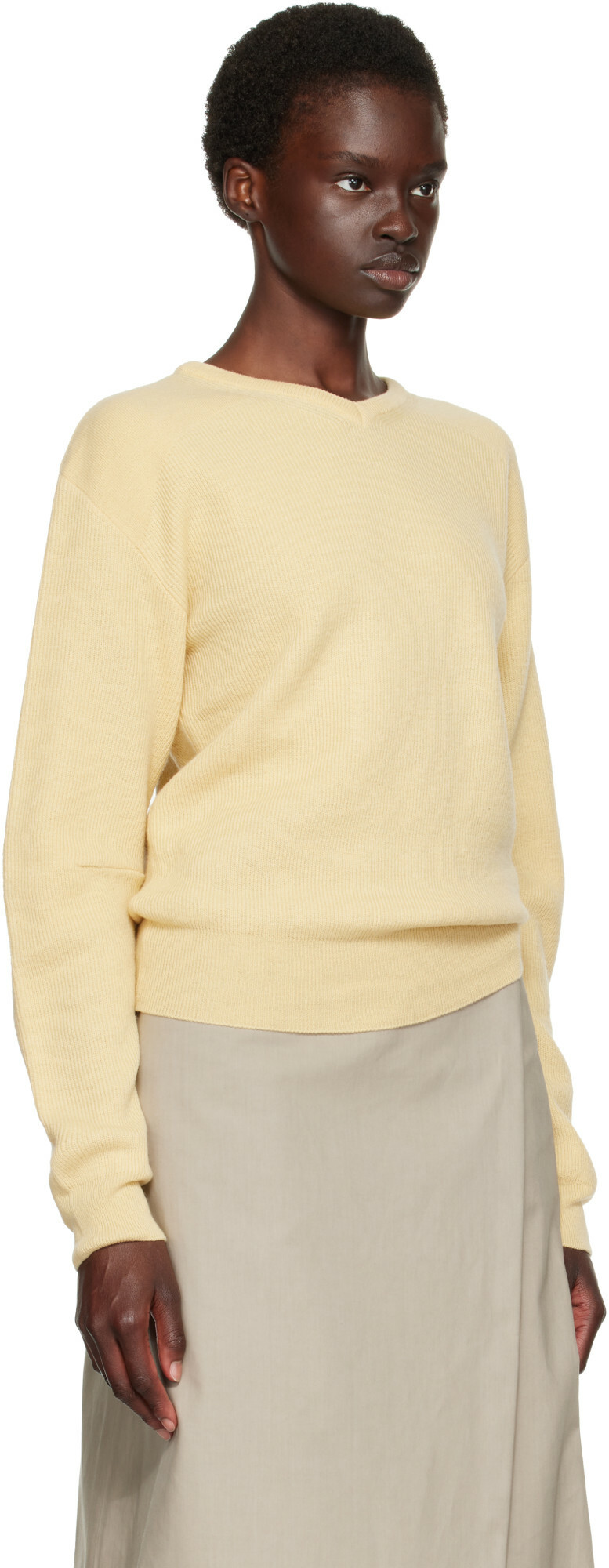 TONYWACK Yellow Superfine Wool Commando V-Neck Sweater