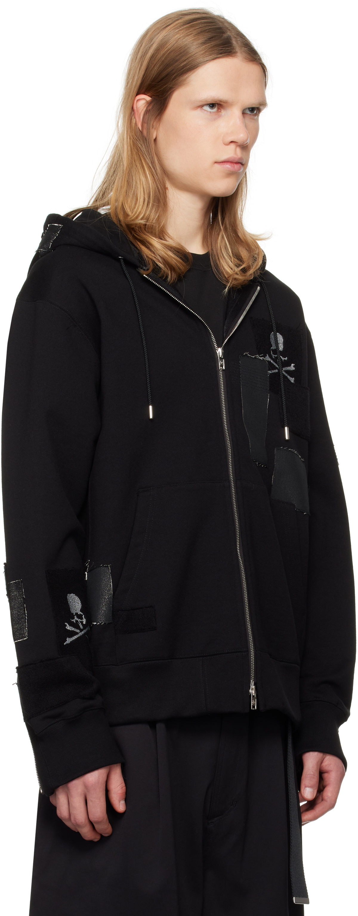 MASTERMIND WORLD Black Patchwork Full-Zip Hoodie MASTERMIND