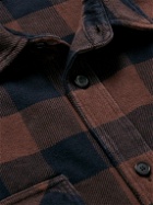 Palm Angels - Logo-Embroidered Checked Cotton-Twill Overshirt - Brown