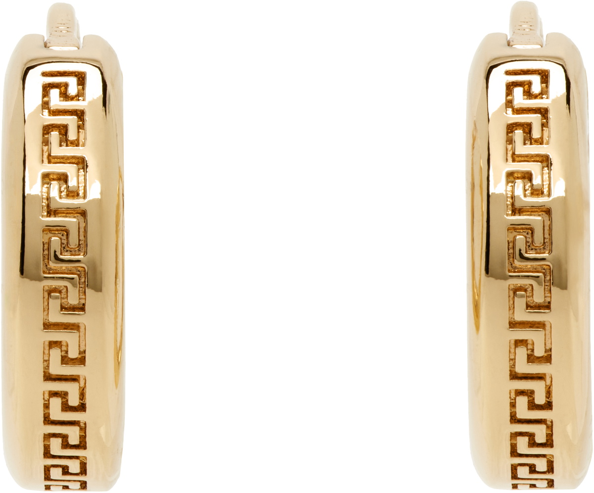 Versace Gold Greca Hoop Earrings