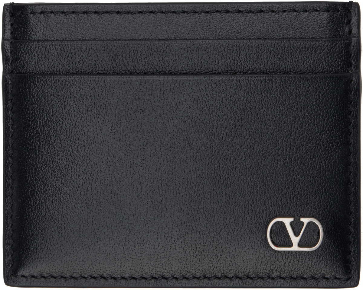 Valentino Garavani Black Vlogo Signature Card Holder