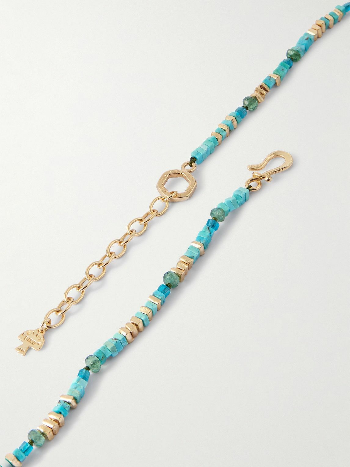 Peyote Bird - Gold-Plated, Turquoise and Apatite Beaded Necklace