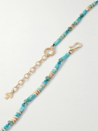 Peyote Bird - Gold-Plated, Turquoise and Apatite Beaded Necklace