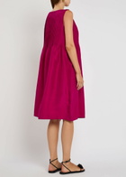 Eileen Fisher Pintucked Silk Midi Dress Fuchsia