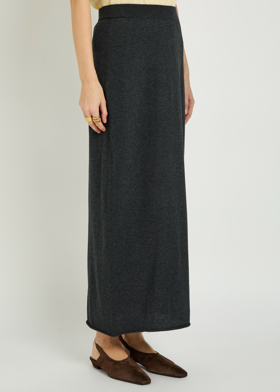 Lisa Yang Charlotta Cotton and Cashmere-blend Midi Pencil Skirt Grey